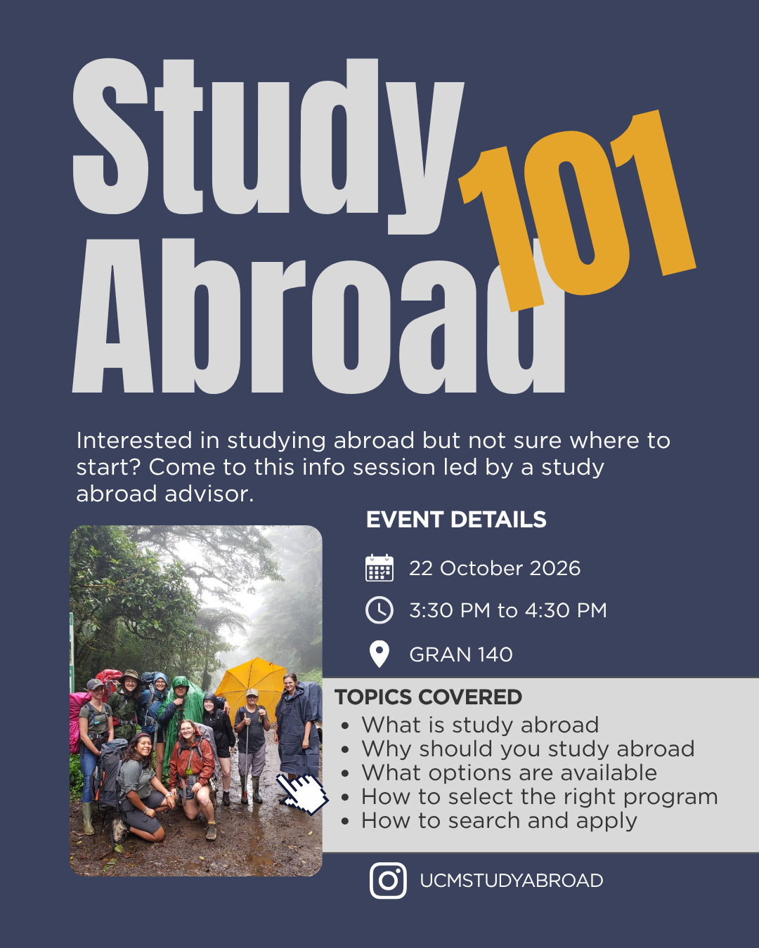 Study Abroad 101 for Fiat Lux event flyer