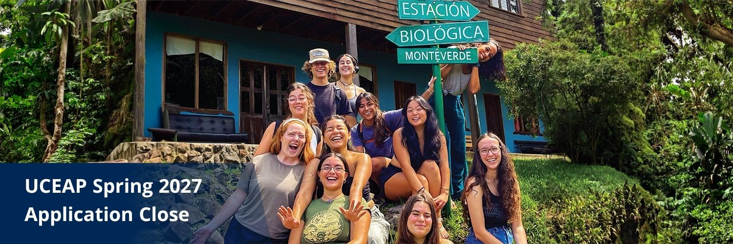 Students pose in front of the Estación Biológica in Monteverde Costa Rica as a header image for a spring 2027 application window closure Students pose in front of the Estación Biológica in Monteverde Costa Rica as a header image for a spring 2027 application window closure