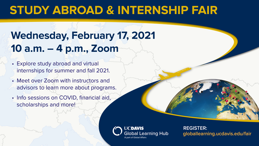 UCD Winter Study Abroad & Internship Fair 2021 flyer